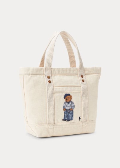 Women's Polo Ralph Lauren Canvas Polo Bear Small Tote Bags | 849257DSR